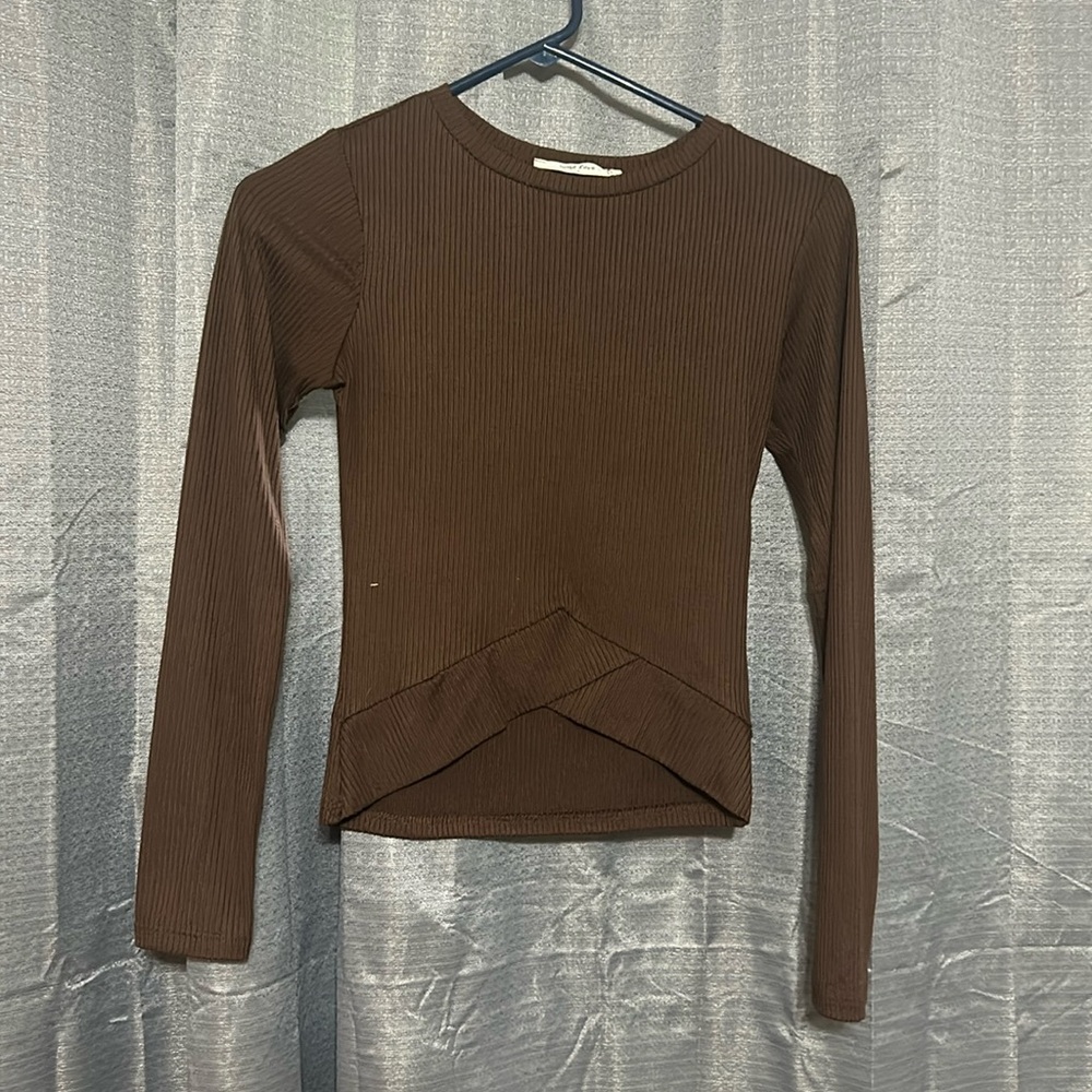 Brown Longsleeve Crop Top